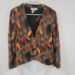 Vintage N Touch Womens Jacket Size Small Autumn Leaves Woodland Fairy